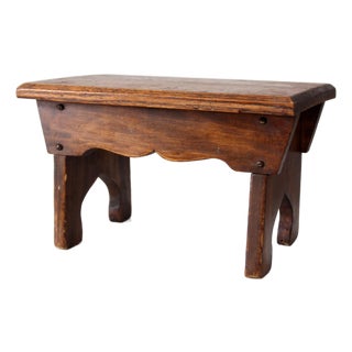 Antique Wooden Farmhouse Stool For Sale