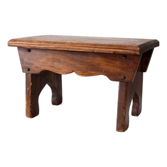 Antique Wooden Farmhouse Stool For Sale