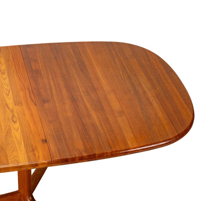 Wood 1990s Danish Modern Solid Teak Expandable 102" Dining Table W/ Two Leafs For Sale - Image 7 of 18