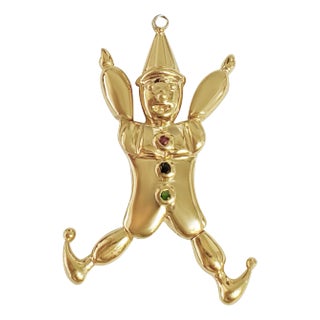 Clown Charm 14k Yellow Gold 16" For Sale