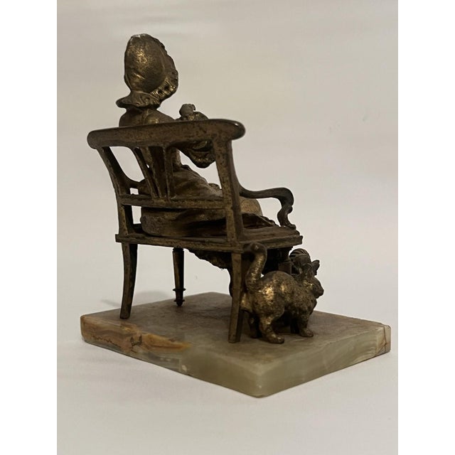 Bronze Bronze Statue Marble Girl with Cat LA Devideuse Par Maxim Antique For Sale - Image 8 of 18