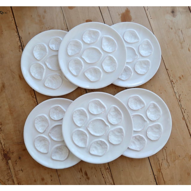 Vintage Earthenware Oyster Plates, 1960s, Set of 6 For Sale - Image 3 of 8