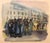 Modern Ervin B. Nussbaum, Modernist American Judaica Painting Jewish Men Outside Synagogue Eastern Parkway For Sale - Image 3 of 7