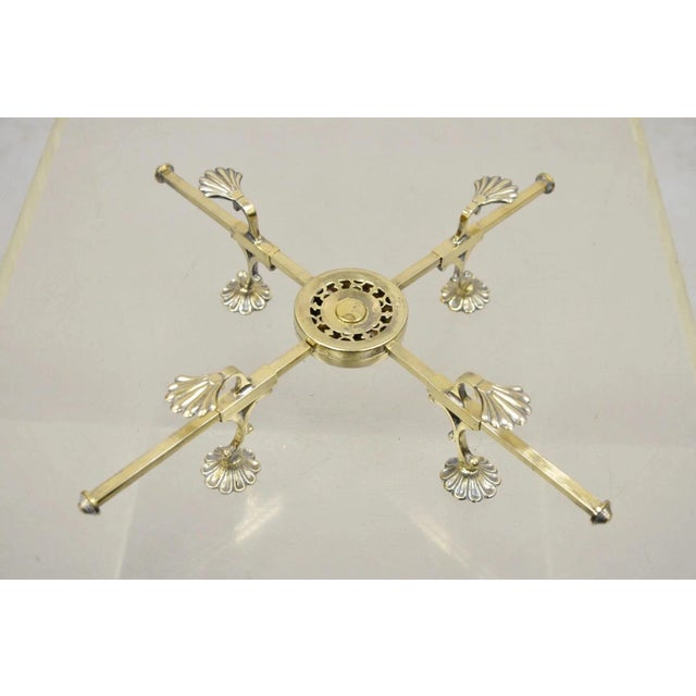 Vintage LFS LTD English Sheffield Brass Tone Metal Expandable Footed Trivet For Sale - Image 4 of 10