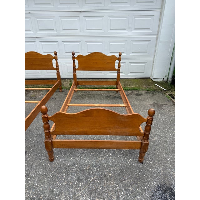 Wood Antique / Vintage Randolph House Solid Maple Twin Bed Frames (Two) Circa 1950s For Sale - Image 7 of 8