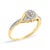 Contemporary 10K Yellow Gold 1/10 Cttw Diamond Swirl and Halo Promise Ring (I-J Color, I3 Clarity) - Size 6.5 For Sale - Image 3 of 7