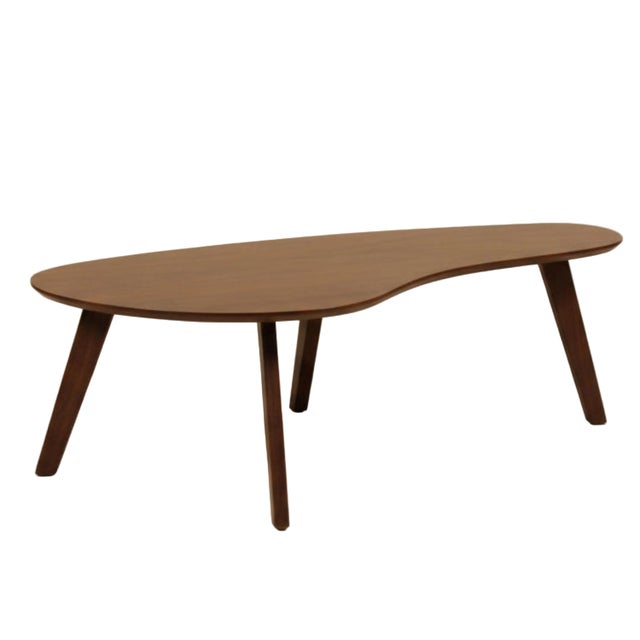 Mid-Century Modern Small Walnut Coffee Table | Boomerang Kidney Shape For Sale - Image 3 of 6