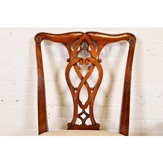Maitland Smith Georgian Carved Mahogany Dining Chairs, Set of Six For Sale In South Bend - Image 6 of 13