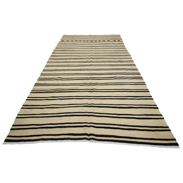 Handwoven vintage modern kilim rug from Afyon region of Turkey. Approximately 45-55 years old. In very good condition