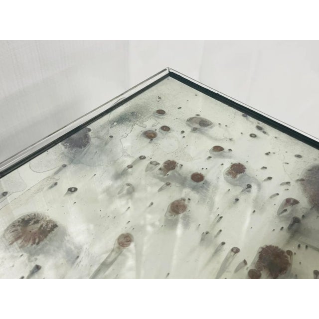 Modernist Antiqued Reeded Glass & Mirror Console Table by John Himmel, Canada For Sale - Image 15 of 18