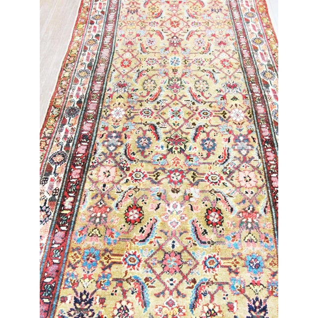 Tribal Antique Persian Malayer Runner, Camel Color 3'4" × 14'11" For Sale - Image 3 of 10