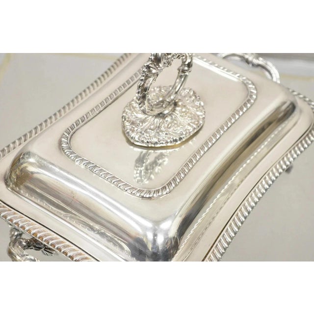 Antique English Victorian Sheffield Silver Plated Lidded Warmer Serving Platter For Sale - Image 10 of 12