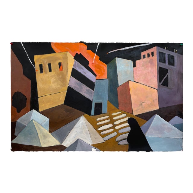 “Cityscape #4” Abstract Oil Painting by Mary Alice Copp - For Sale