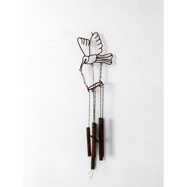 Farmhouse Vintage Folk Art Bird Wind Chime For Sale - Image 3 of 11