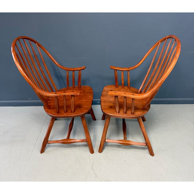 Rustic Set of Nine Hunt Country Continuous Bow Dining Chairs 2 Armchairs & 7 Side Chairs For Sale - Image 3 of 18