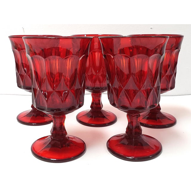 Noritake Ruby Red Goblet Drinking Glasses Set of 5 Chairish