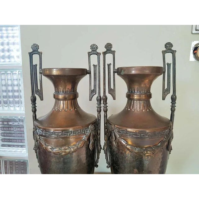 Napoleon III Empire French Brass Vases, Set of 2 For Sale - Image 5 of 18