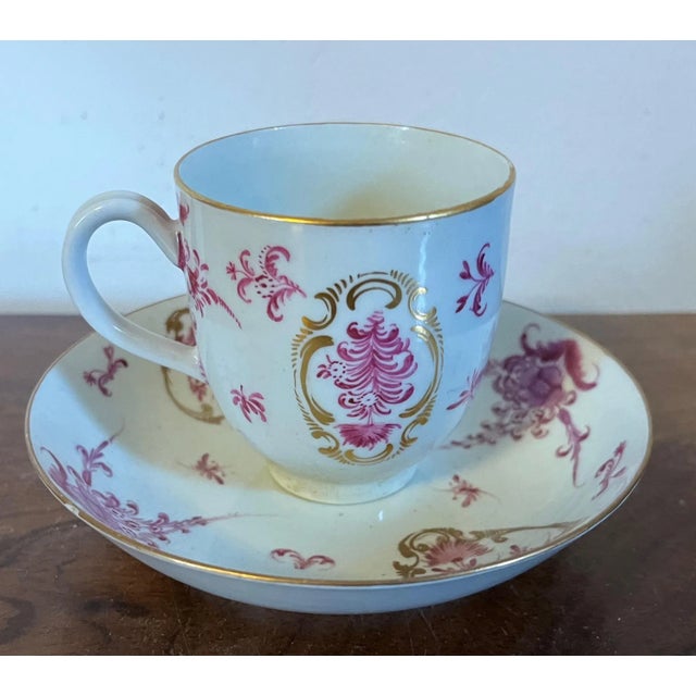 Antique 18th Century German Porcelain Puce Tea Cup & Saucer For Sale - Image 9 of 9