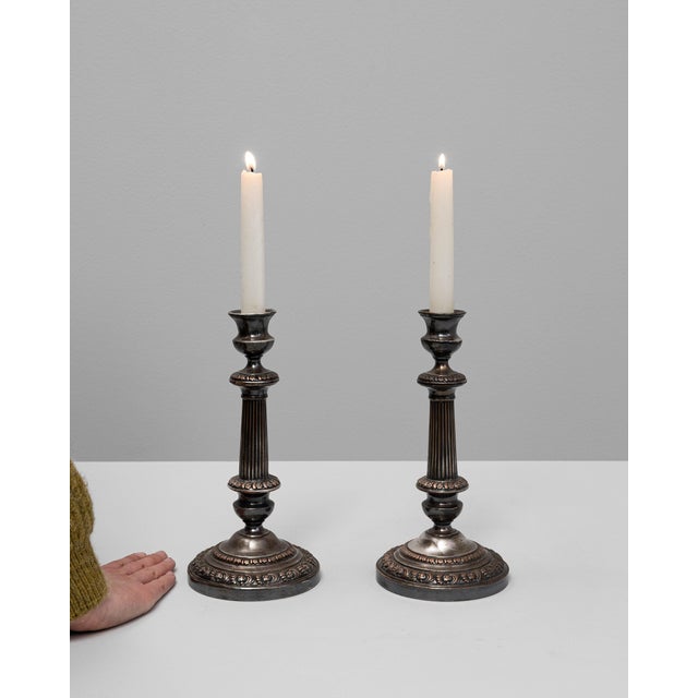 19th Century French Silver-Plated Candle Holders - A Pair For Sale - Image 18 of 18