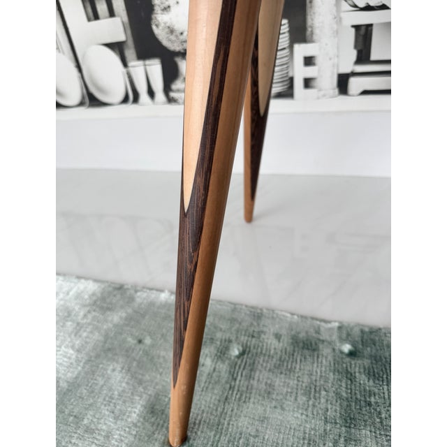 Yellow Morelato Carambola Side Table Italian Modern Design Multilayer Wood Inlay Legs Yellow Lacquer Top For Sale - Image 8 of 10