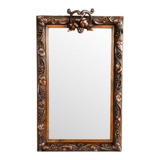 French Carved Walnut Mirror With Meandering Grape Vine For Sale