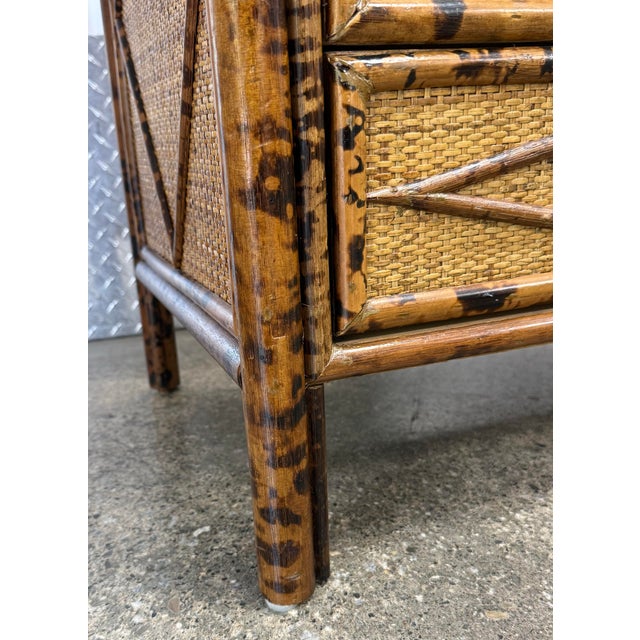 Late 20th Century Burnt Cane and Faux Bamboo Chest / Nightstand For Sale In New York - Image 6 of 10