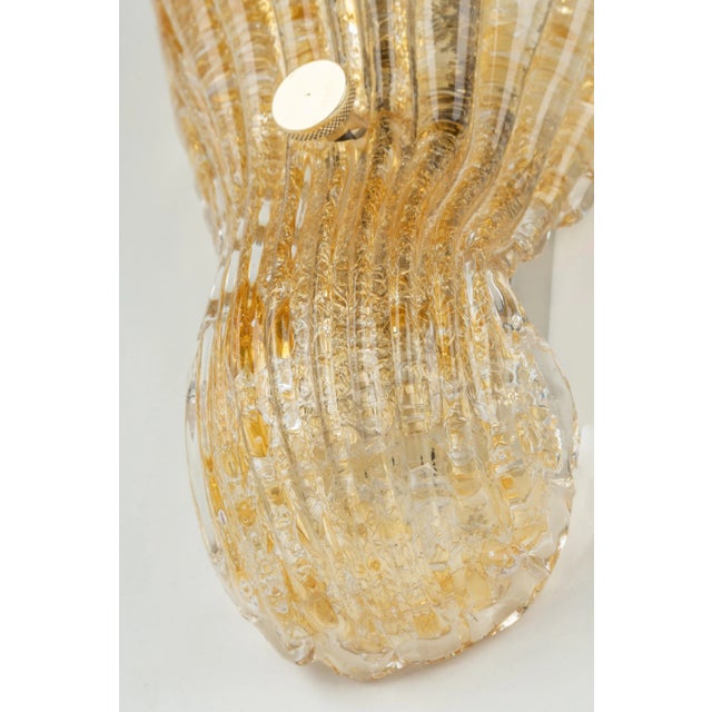 1970s Murano Ice Glass Brass Sconces attributed to Hillebrand, Germany, 1970s, Set of 2 For Sale - Image 5 of 10