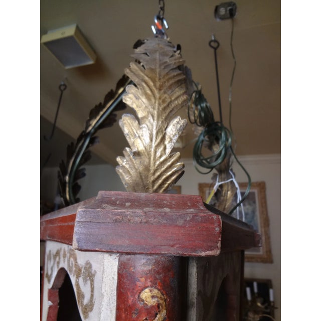 Red 19th Century Italian Wood Lantern For Sale - Image 8 of 11