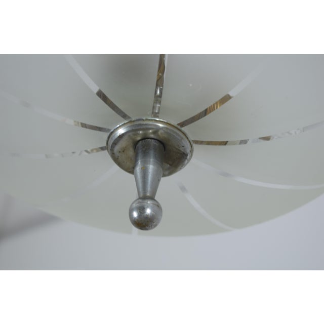 Vintage Glass Disc Pendant Light, 1940s For Sale - Image 4 of 11