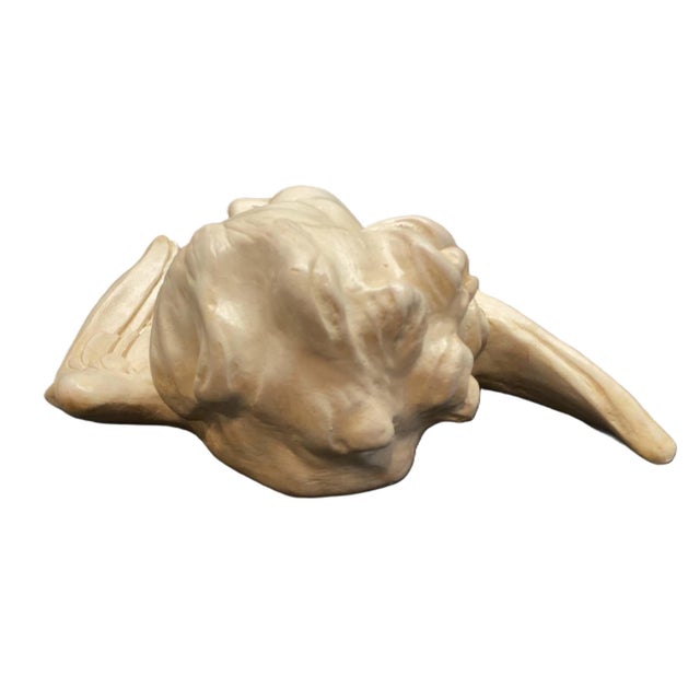 1960s 1960's Unbranded Wall Mount Sculpture, Angel Figure, Classical Cherub, Putto, Left Facing, Heavyweight For Sale - Image 5 of 14