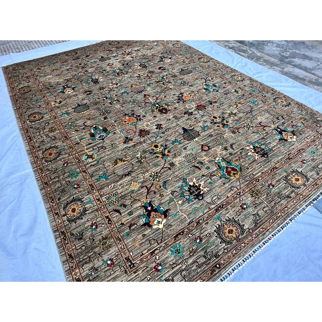 Islamic Hand-Knotted Afghan Sultanabad Chobi Wool Area Rug - 8'10" X 12'0" For Sale - Image 3 of 15