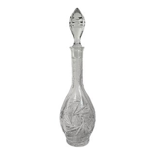 Vintage Mid Century Hand Blown Cut Crystal Liquor Decanter - Eleanor by American Cut For Sale