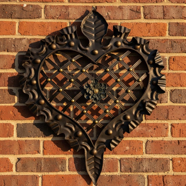 A Heart of Iron & Copper Add a touch of dramatic romance to your home or garden with this Hand Forged Ruffled Heart...
