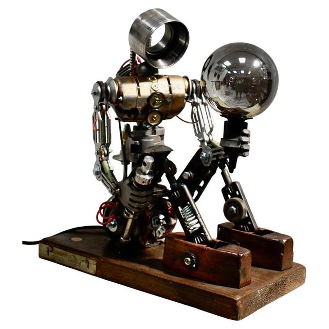 Mid-Century Handcrafted Novelty Steampunk Robot Lamp For Sale - Image 10 of 10