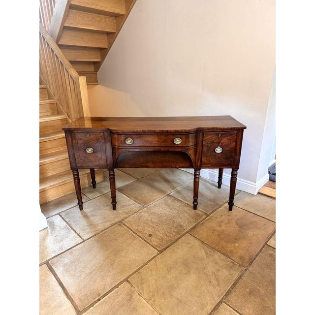 Fantastic quality antique George III mahogany sideboard, having a quality mahogany sideboard with one long central drawer...
