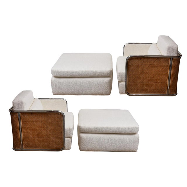 Modern Vintage Rare Milo Baughman For,Thayer Coggin Lounge Chairs With Ottomans, Restored Pair Of For Sale - Image 3 of 10