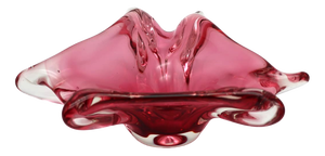 Mid-Century Bohemian Art Glass Cranberry Centrepiece Bowl by Josef Hospodka for Chřibská, 1960s