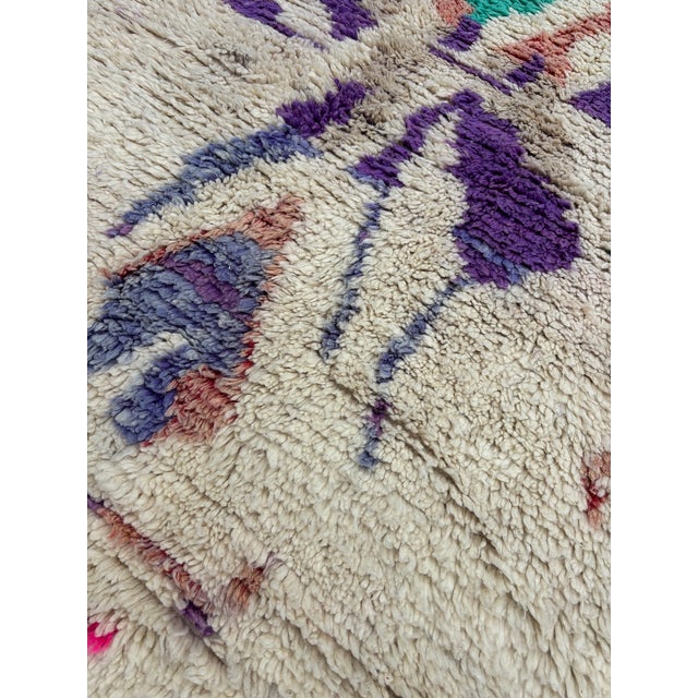 Berber Tribes of Morocco Hand-Knotted Moroccan Boujad Berber Rug — Abstract Multicolor Wool on Ivory — 6'6" X 9'10" For Sale - Image 4 of 10