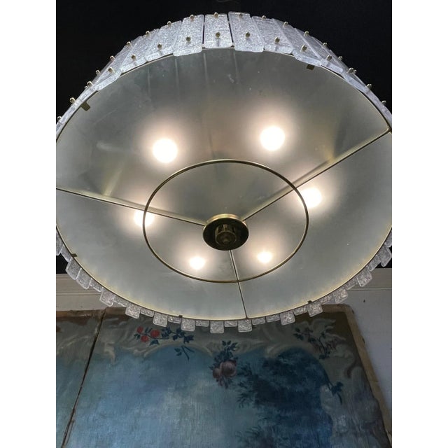 Italian Modern Murano Glass & Brass Drum Shaped Chandelier For Sale - Image 3 of 7