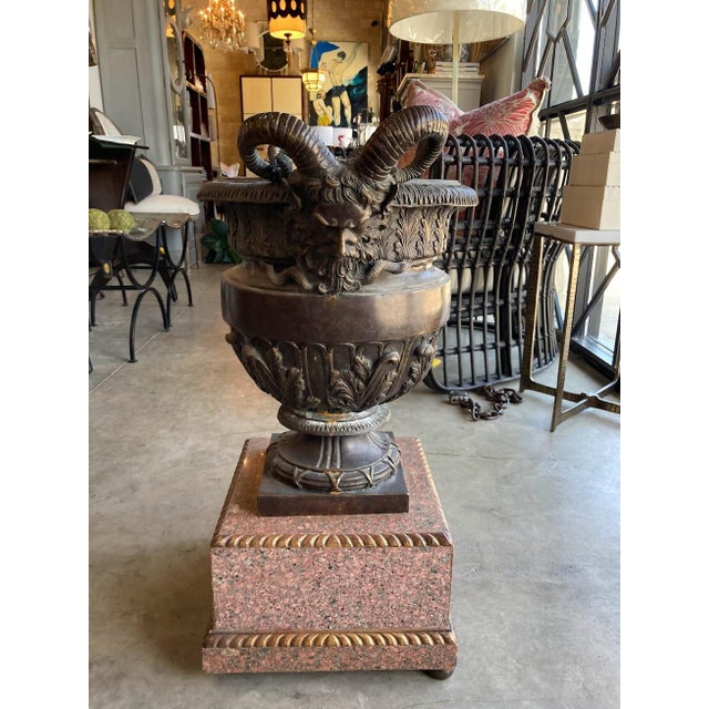 Traditional Late 19th Century Antique Bronze Ram Urns - A Pair For Sale - Image 3 of 7