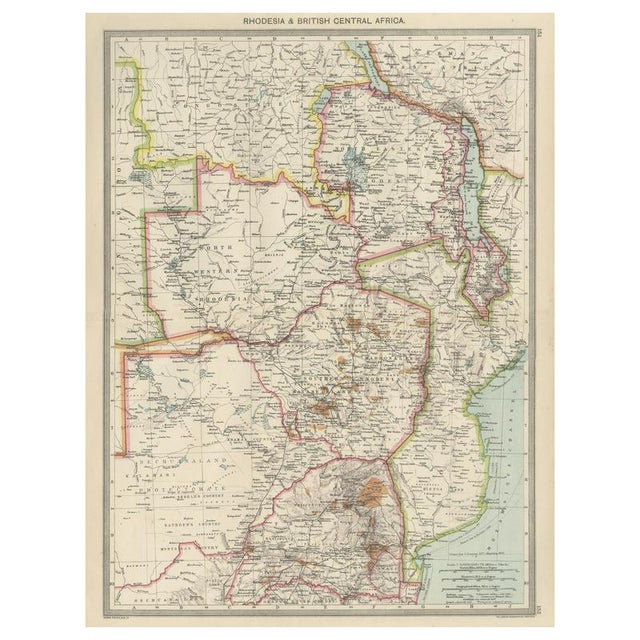 Antique Map of Rhodesia and British Central Africa Published by Philip, 1895 For Sale - Image 10 of 10