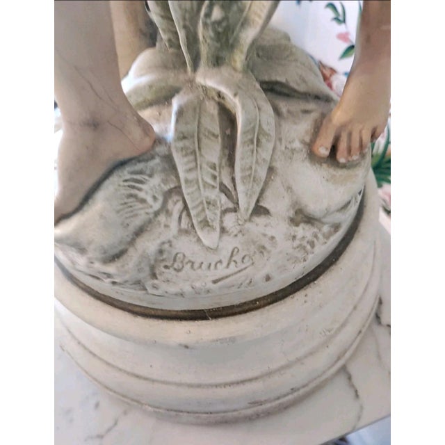 Off-white 19th Century French Plaster Signed Sculpture Titled " L'Orage" by Brucha For Sale - Image 8 of 9
