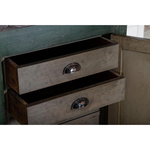 French Painted Pine Work Table Island, 1900 For Sale - Image 13 of 18