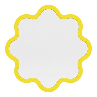 Yellow Hvyli Round 80 Modern Wavy Mirror by Oitoproducts For Sale