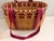 Hollywood Regency Vintage American Handwoven Splint Basket With Burgundy Accent. For Sale - Image 4 of 7