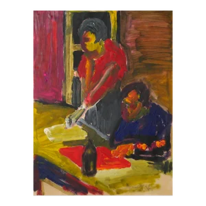 Bay Area Figurative Scene 20th Century Distemper