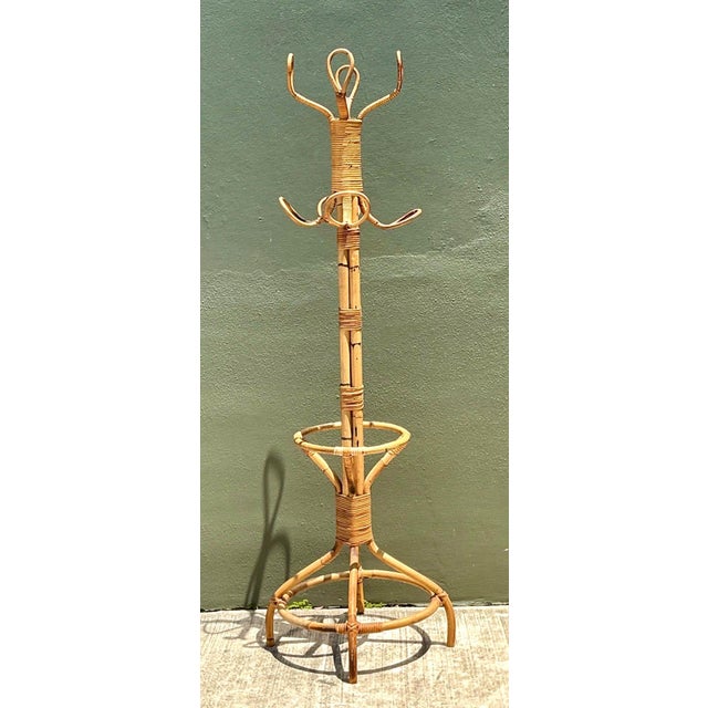 Vintage Italian Rattan Coat Rack For Sale - Image 12 of 14