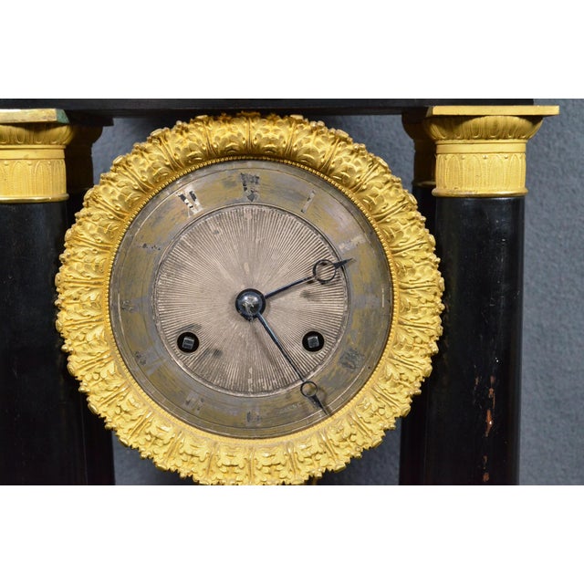 French Napoleon III Ebonized Wood Portico Mantel Clock, Circa 1860 For Sale - Image 11 of 13