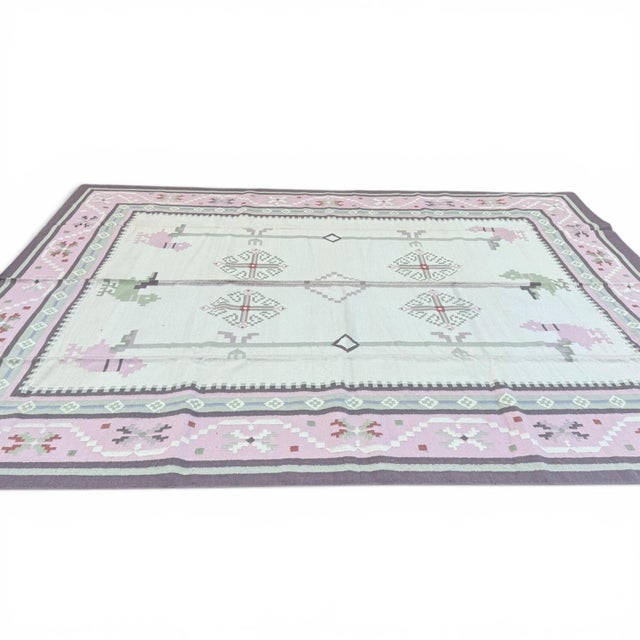 Handmade Indian Dhurrie Kilim | 12x15 For Sale In Los Angeles - Image 6 of 6