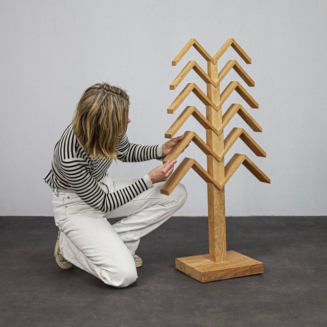 Herma Steur, Geometric Abstract Sculpture, 1990s, Oak For Sale - Image 3 of 10
